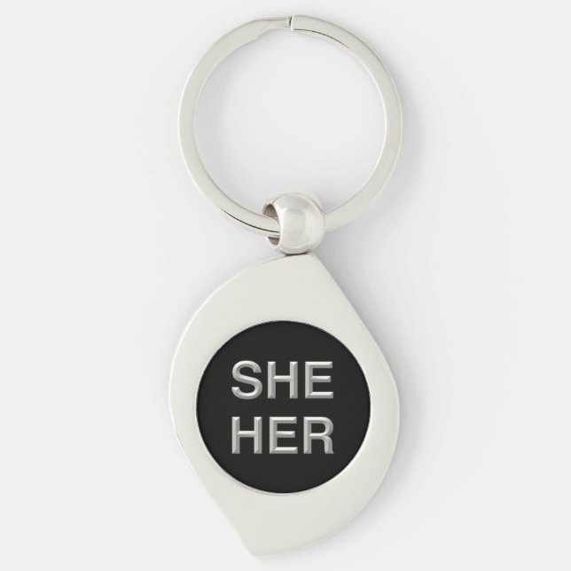 Pronoun Metal Keychain (She/Her) (Front)