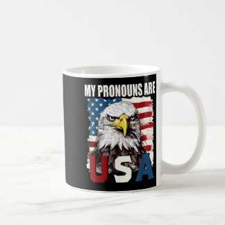 Pronouns Are USA American Flag Patriotic Eagle Coffee Mug