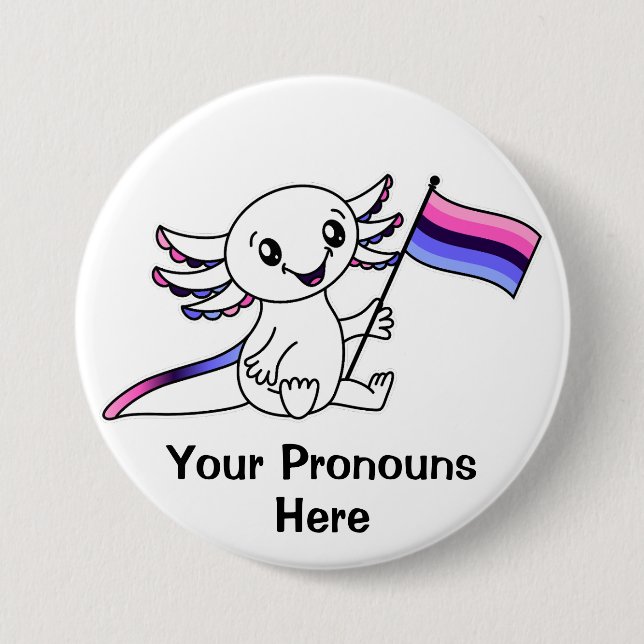 PRONOUNS Cute Axolotl Omnisexual Pride Flag LGBTQ 7.5 Cm Round Badge (Front)