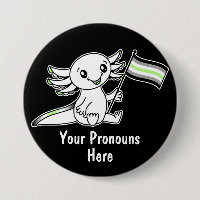 PRONOUNS Cute Axolotl with Agender Pride Flag