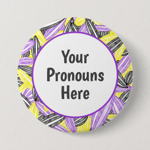 PRONOUNS Nonbinary Pride Abstract Zen Flower Petal 7.5 Cm Round Badge