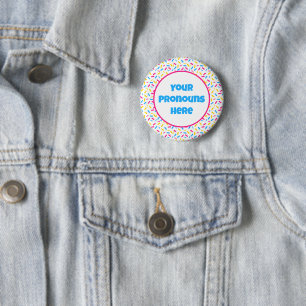 PRONOUNS Rainbow Sprinkles Pansexual Pride Flag 6 Cm Round Badge