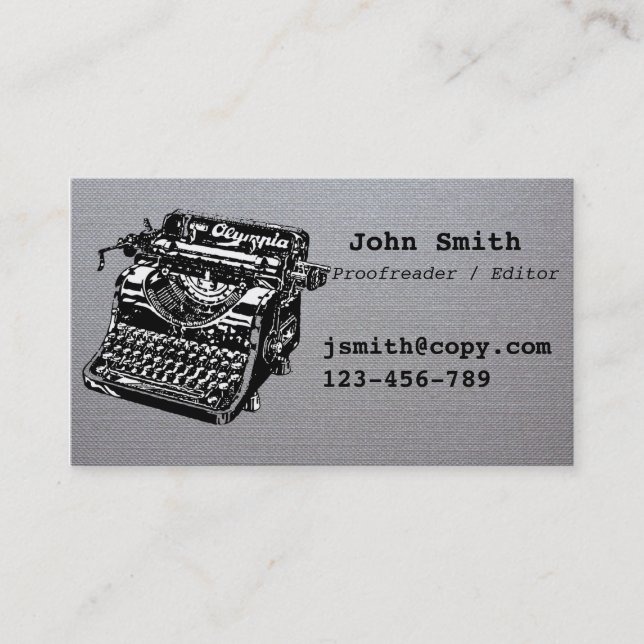 Proofreader / editor typewriter design stylish business card (Front)