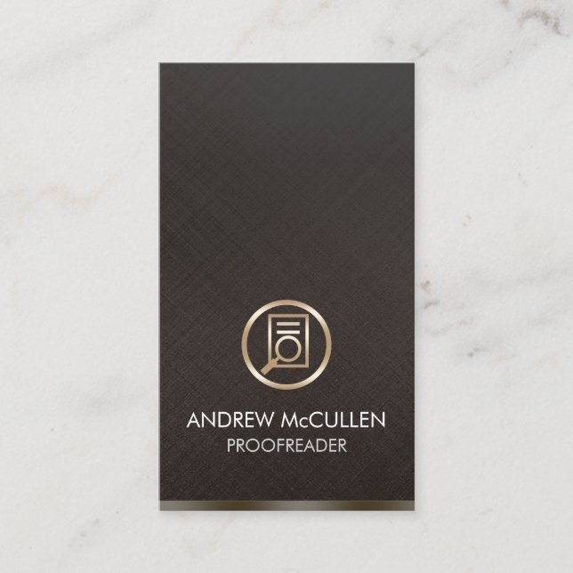 Proofreader Faux Gold Document Icon Business Card (Front)