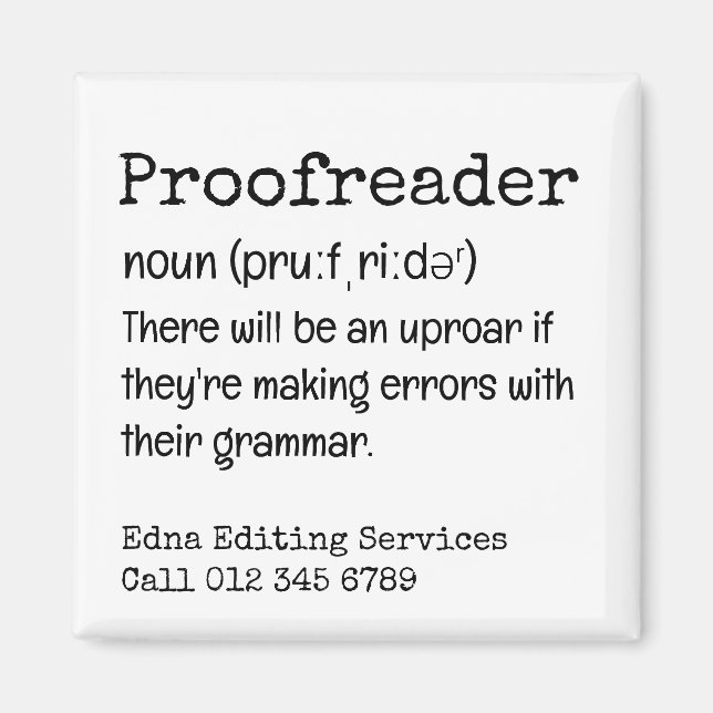 PROOFREADER Fun There They're Their Grammar Gift Magnet (Front)