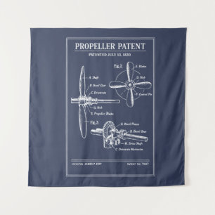 Propeller Patent Blueprint Tapestry