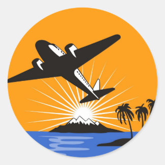 propeller plane aeroplane aircraft flying flight classic round sticker