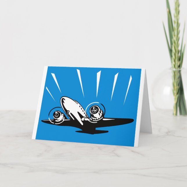 propeller plane airplane aircraft flying flight card (Front)