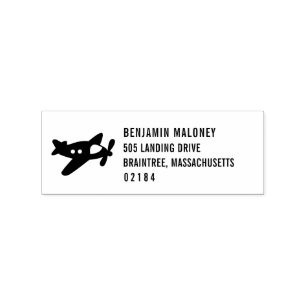 Propeller Plane Return Address Rubber Stamp