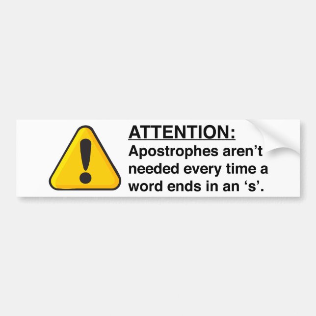 Proper Apostrophe Usage Card Bumper Sticker (Front)