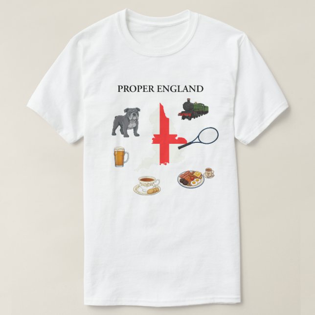 PROPER ENGLAND Basic T-Shirt (Design Front)