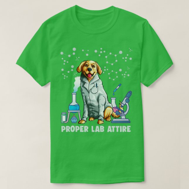 Proper Lab Attire Funny Science Chemistry Labrador T-Shirt (Design Front)