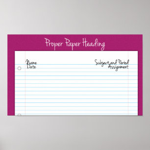 Proper Paper Heading Poster for Middle/High School