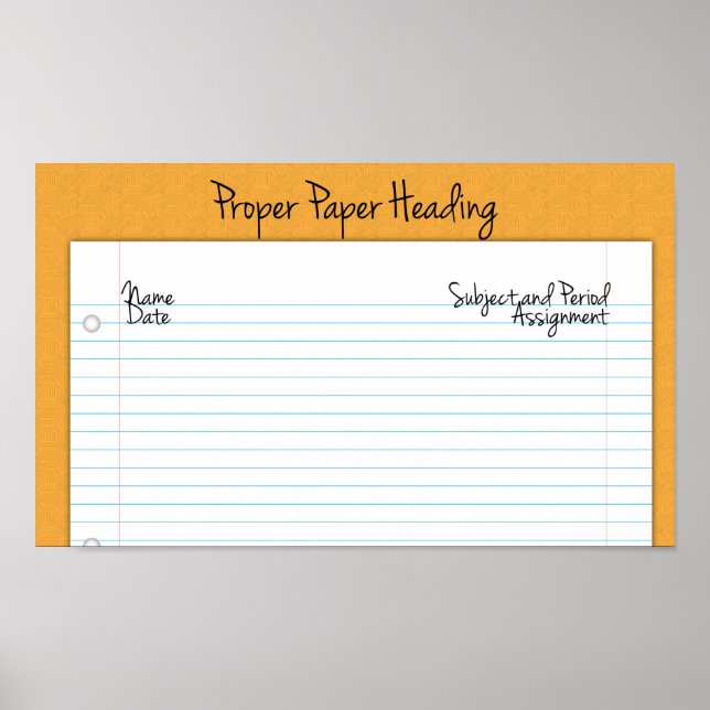 Proper Paper Heading Poster for Middle/High School (Front)
