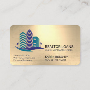 Properties Logo Metallic Background Business Card