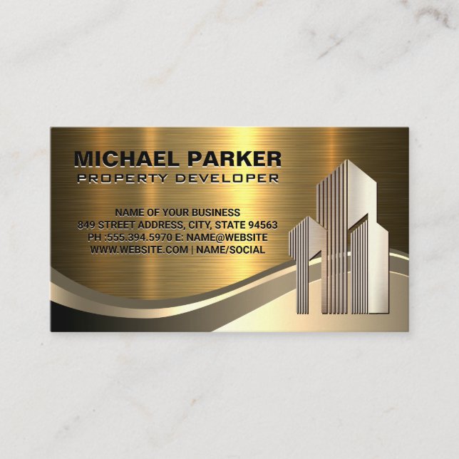 Property Developer Logo | Commercial Buildings Business Card (Front)
