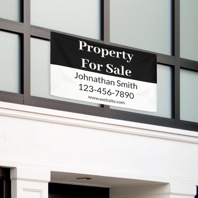 Property For Sale Black White Business Real Estate Banner (Outside Building)