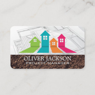 Property Homes Logo Blueprints Business Card