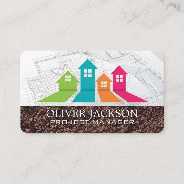 Property Homes Logo | Blueprints Business Card (Front)