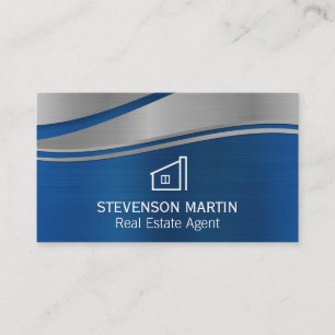 Property Icon   Blue Metallic Background Business Card