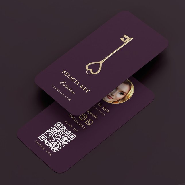 Property Manager Luxury Purple Gold Key Realtor  Business Card (Property Manager Luxury Purple Gold Key Realtor Business Card
)