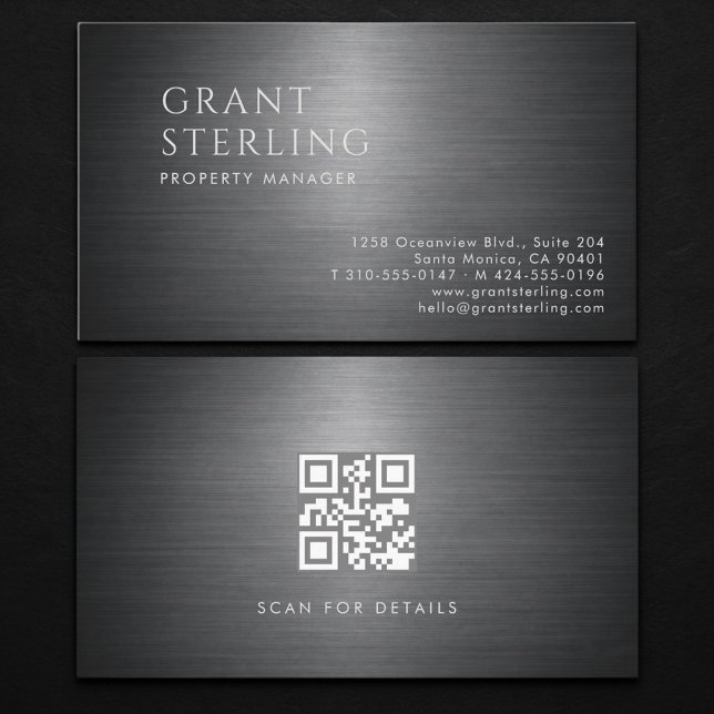 Property Manager Metallic QR Code Business Card (Creator Uploaded)