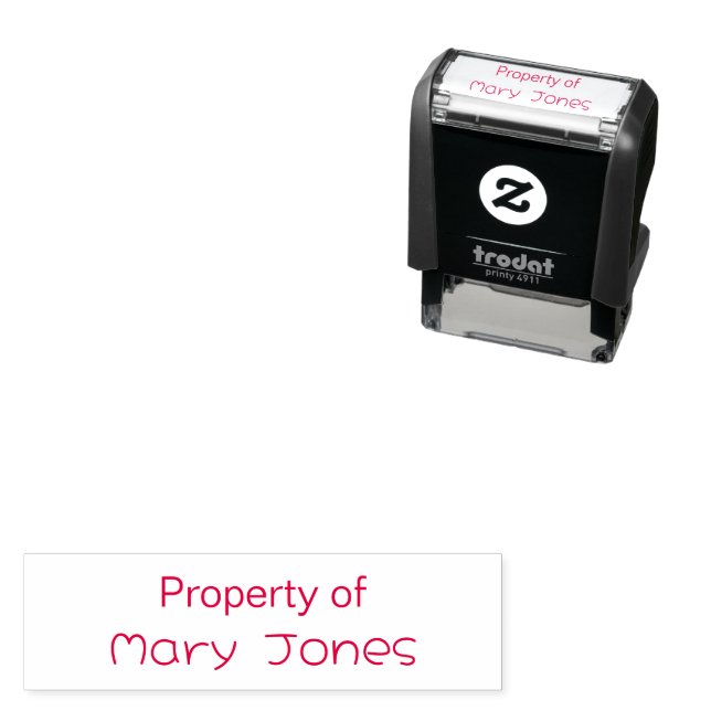 Property of Add Child's Name Text Template Self-inking Stamp (In Situ)