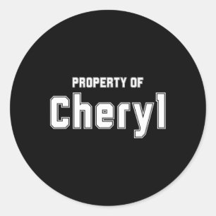Property Of Cheryl Funny Bachelor Gifts For Groom Classic Round Sticker