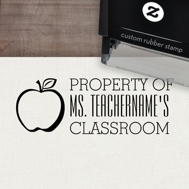 Property of Custom Teacher Name Classroom Self-inking Stamp (Custom Teacher Stamp - Self Inking Rubber Stamp)