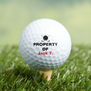 Property Of Golf Name Bold Club Emblem Balls