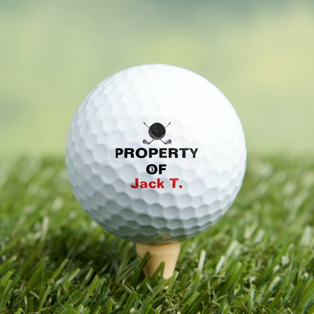 Property Of Golf Name Bold Club Emblem Balls (Insitu Tee)