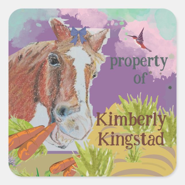 property of horse stickers, square sticker (Front)