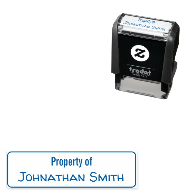 Property of Kid's Name Text Template Self-inking Stamp (In Situ)