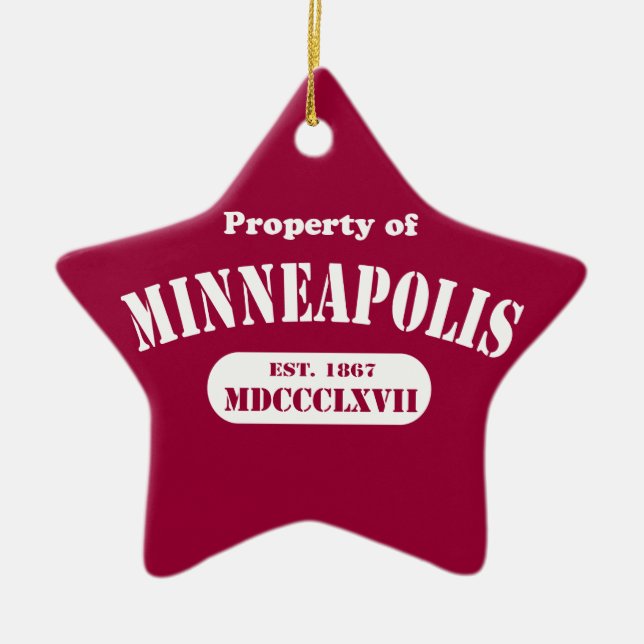 Property of Minneapolis Ceramic Tree Decoration (Front)