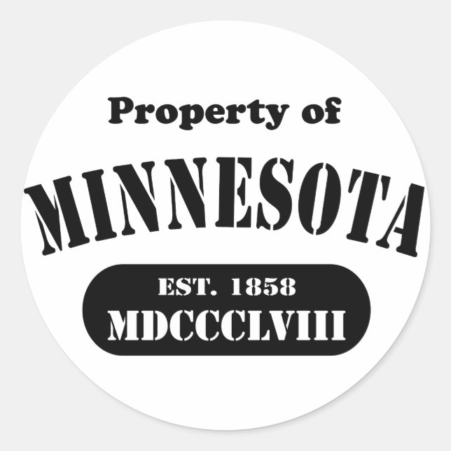 Property of Minnesota - black text Classic Round Sticker (Front)