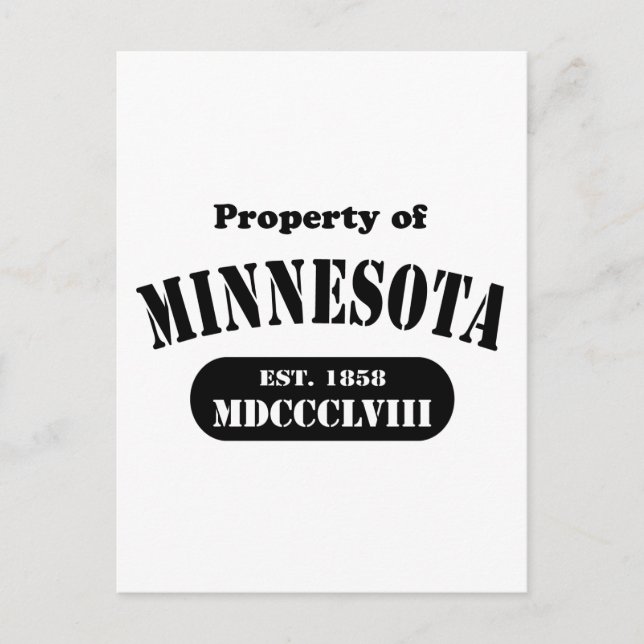 Property of Minnesota - black text Postcard (Front)