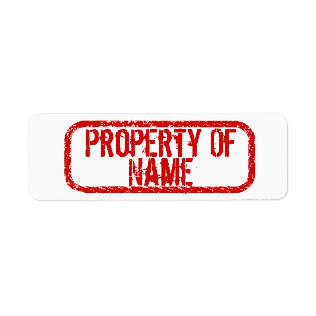 "Property of" name personalised stickers (Front)