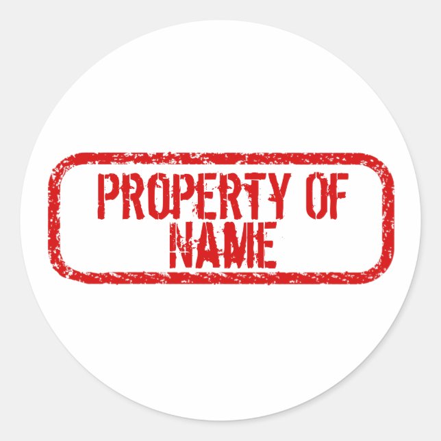 "Property of" name personalized stickers (Front)