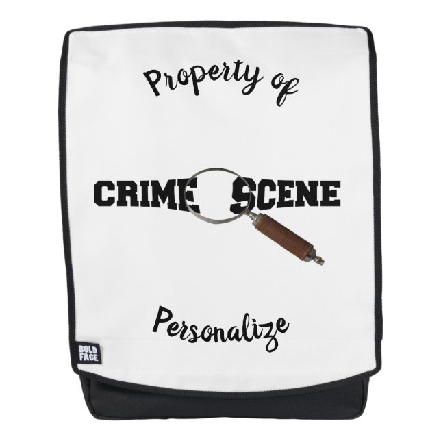 Property Of Personalise Crime Scene Magnify Glass Backpack (Front)