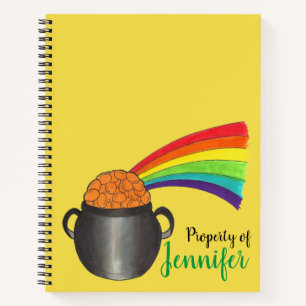 Property of Personalised Lucky Rainbow Pot of Gold Notebook