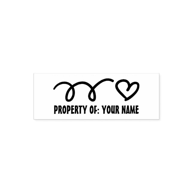 Property of school book self inking heart stamp (Design)