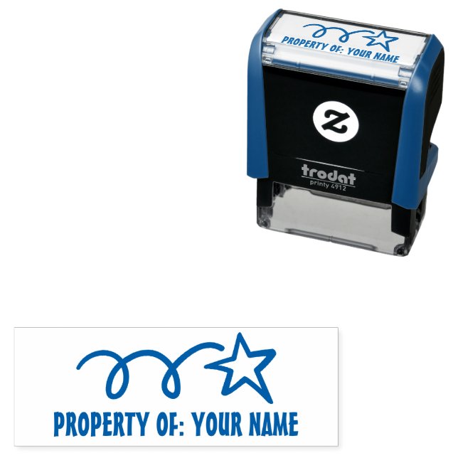 Property of self inking star stamp for school book (In Situ)