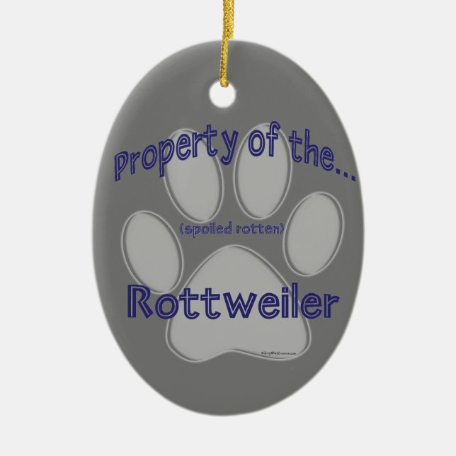 Property of Spoiled Rotten Rottweiler Keychain Ceramic Tree Decoration (Front)