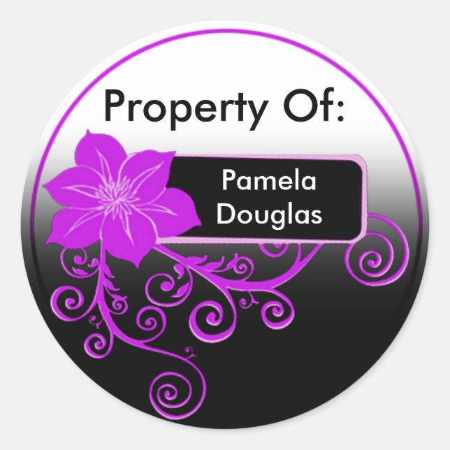 Property Of Sticker (floral purple) (Front)
