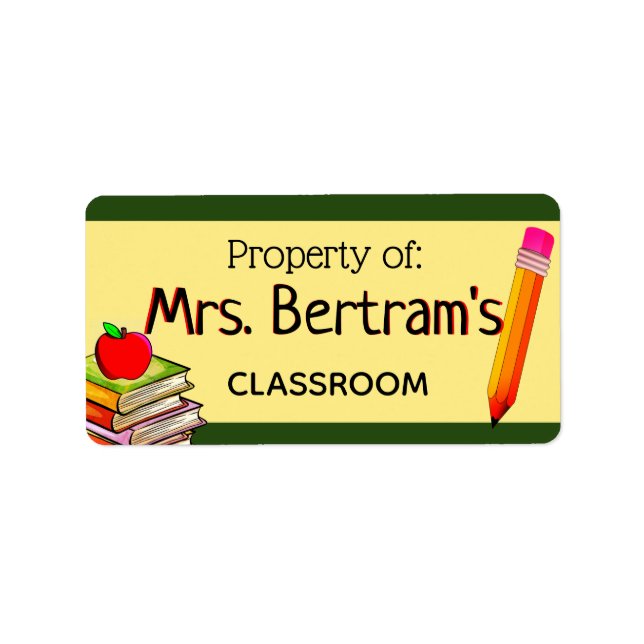 Property of Teacher Classroom Label Sticker School (Front)