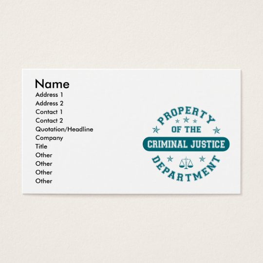 Property of the Criminal Justice Department Business Card