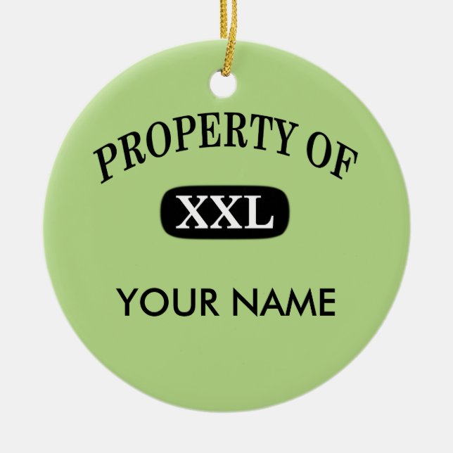 Property of XXL Your Name Ceramic Tree Decoration (Front)