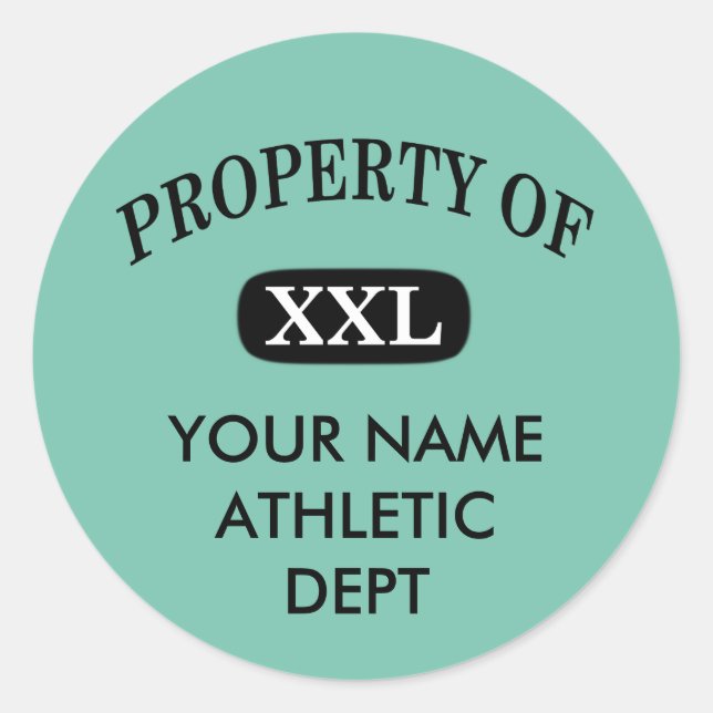 Property of XXL Your Name Classic Round Sticker (Front)