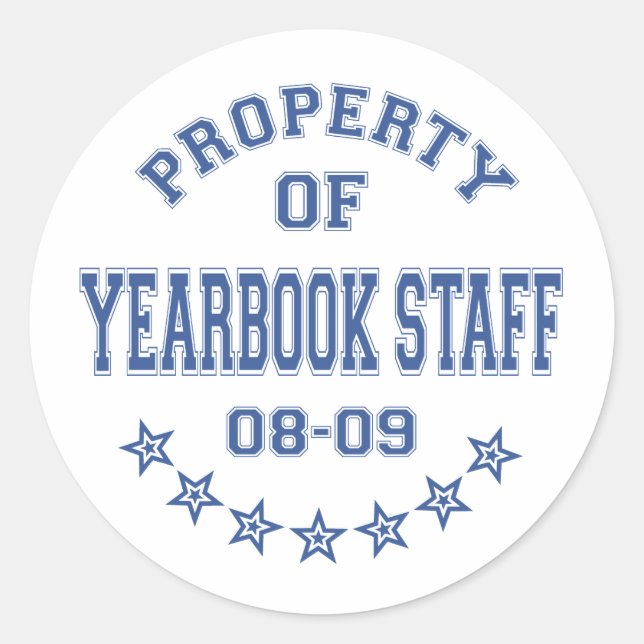 Property OF Yearbook Staff Classic Round Sticker (Front)