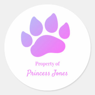 Property of Your Dog's Name Customisable Classic Round Sticker